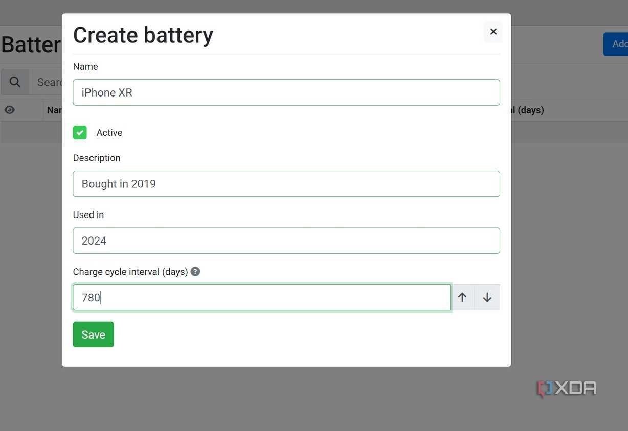 create battery in Grocy