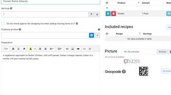 edit recipe in Grocy