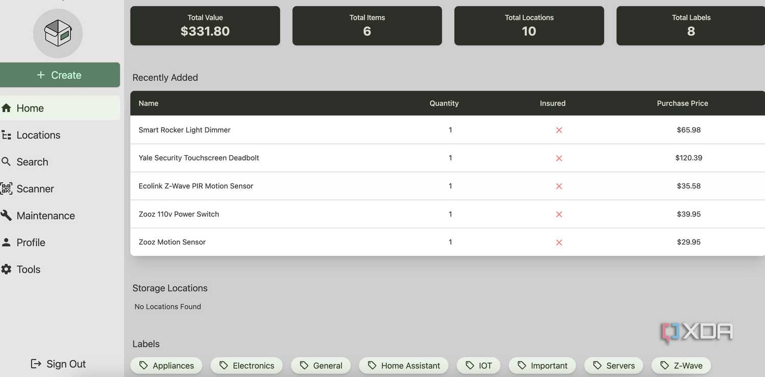 HomeBox main page