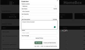 HomeBox create an item