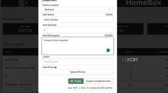 HomeBox create an item