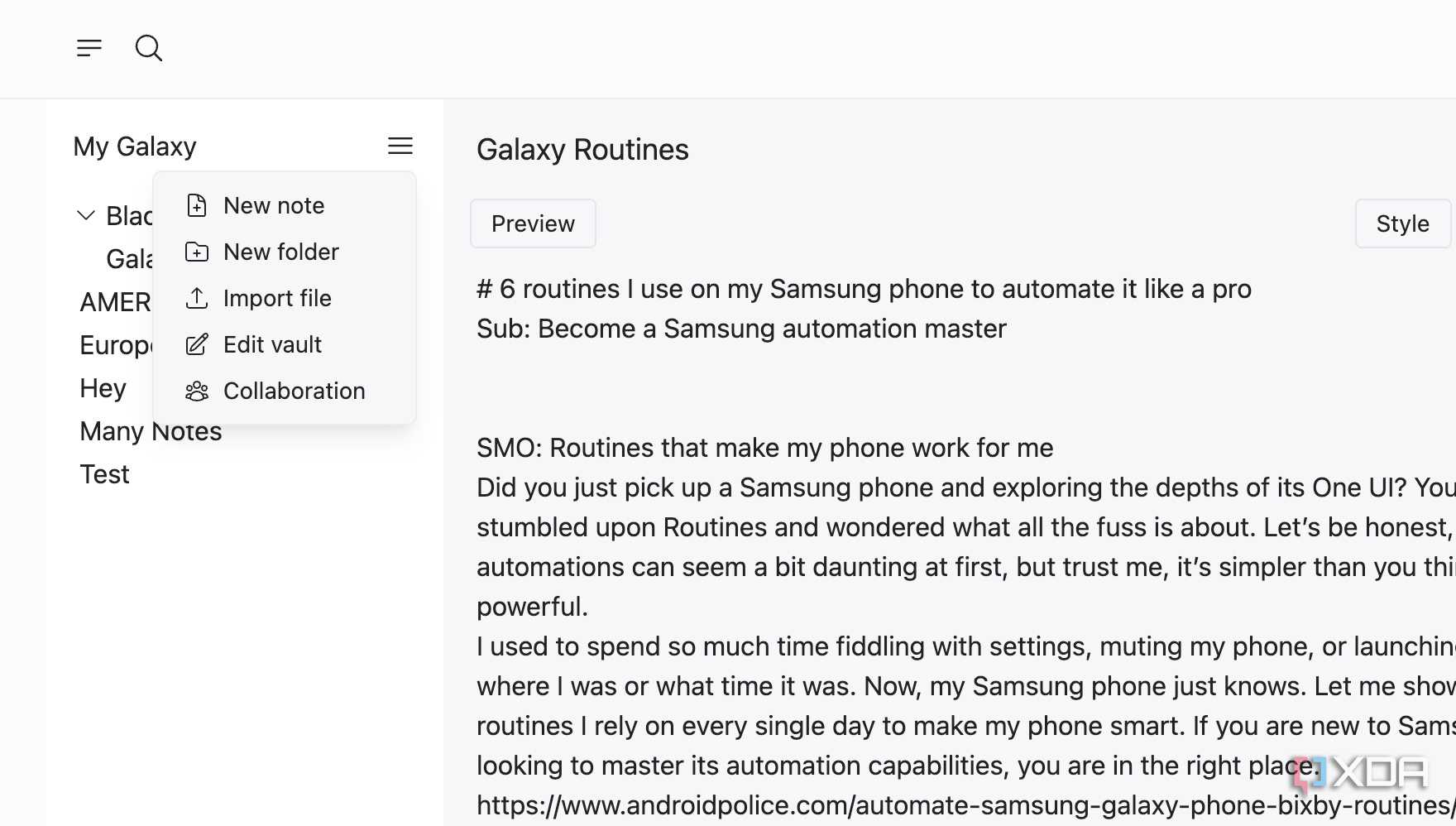 Many Notes create new folders