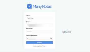 Many Notes sign up page