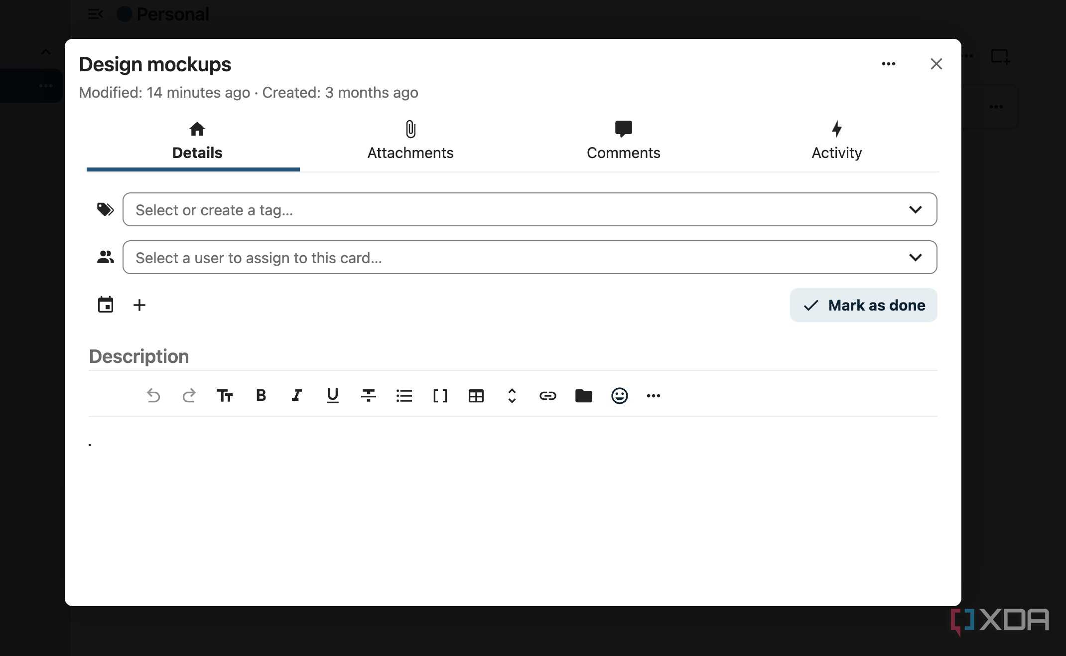 Nextcloud task details