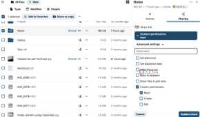 Nextcloud sharing menu
