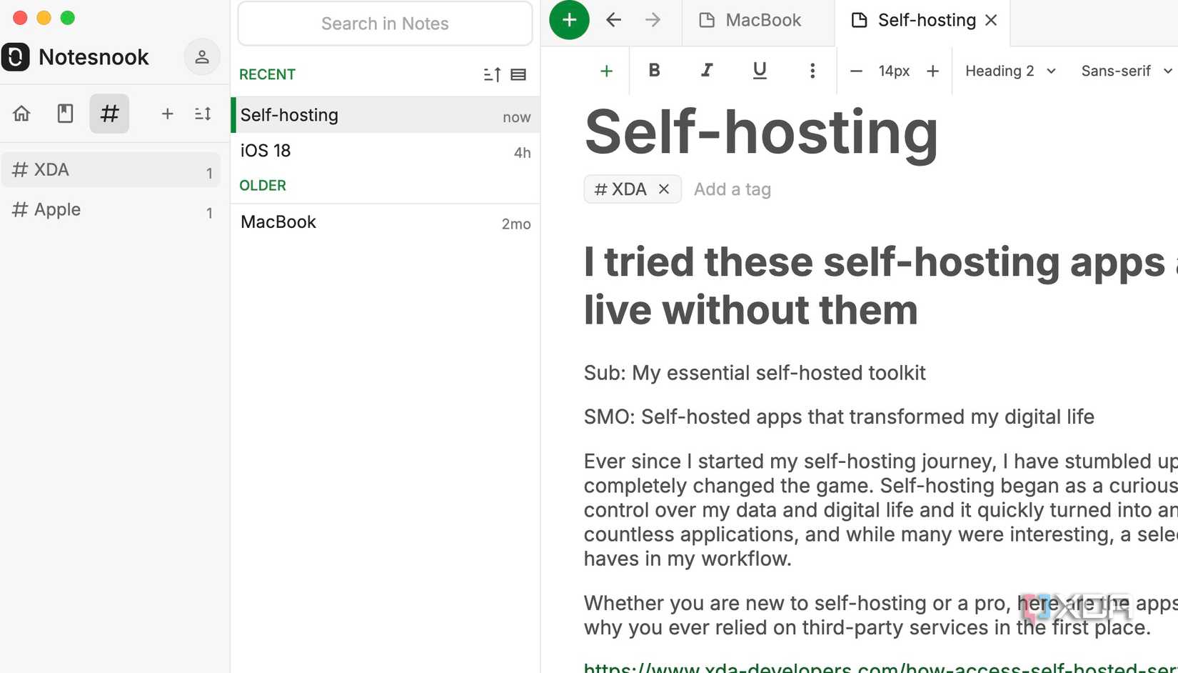 Notesnook tags