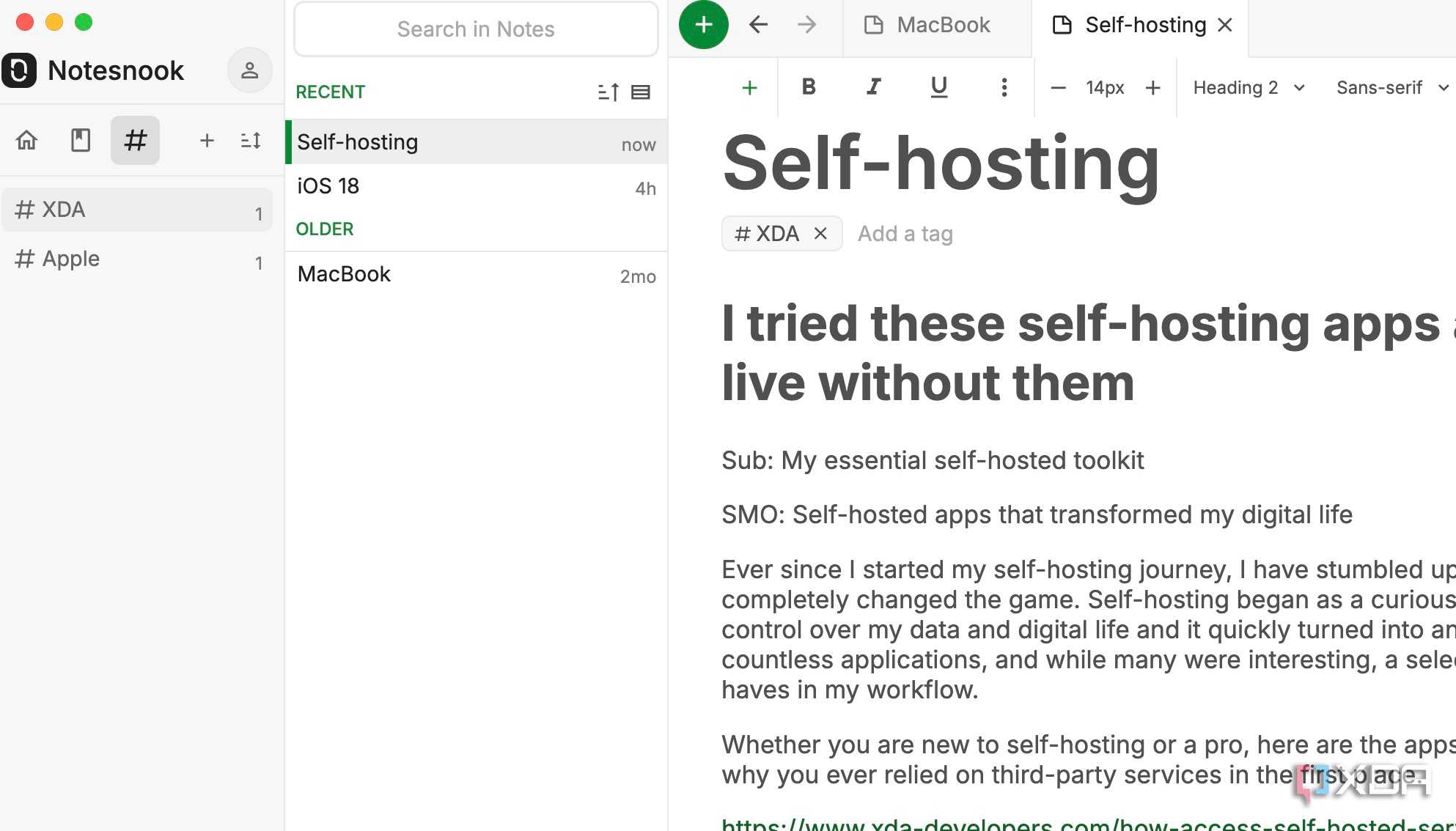 Notesnook tags