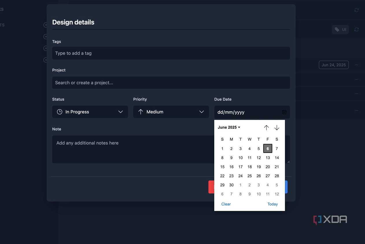 Tududi date picker