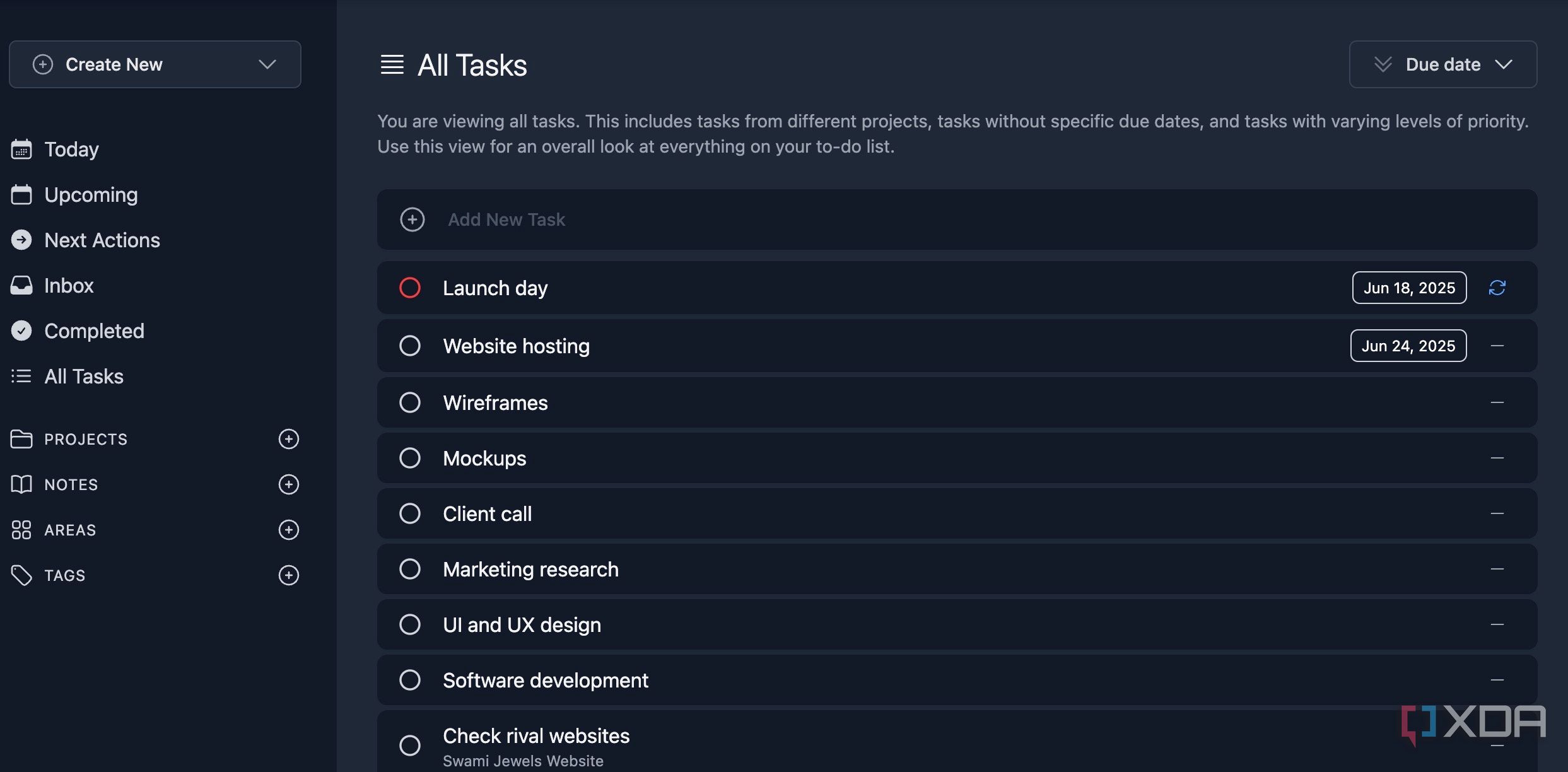 Tududi all tasks