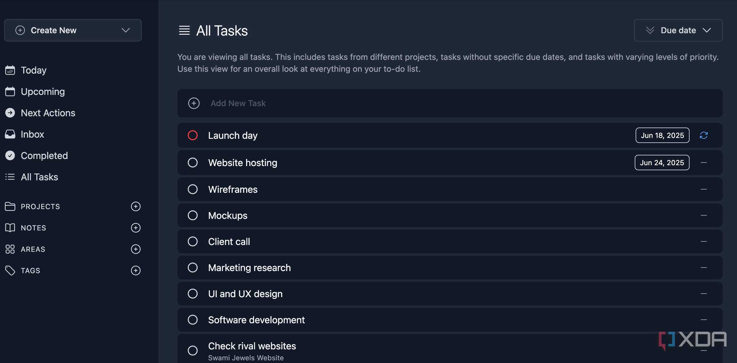 Tududi all tasks