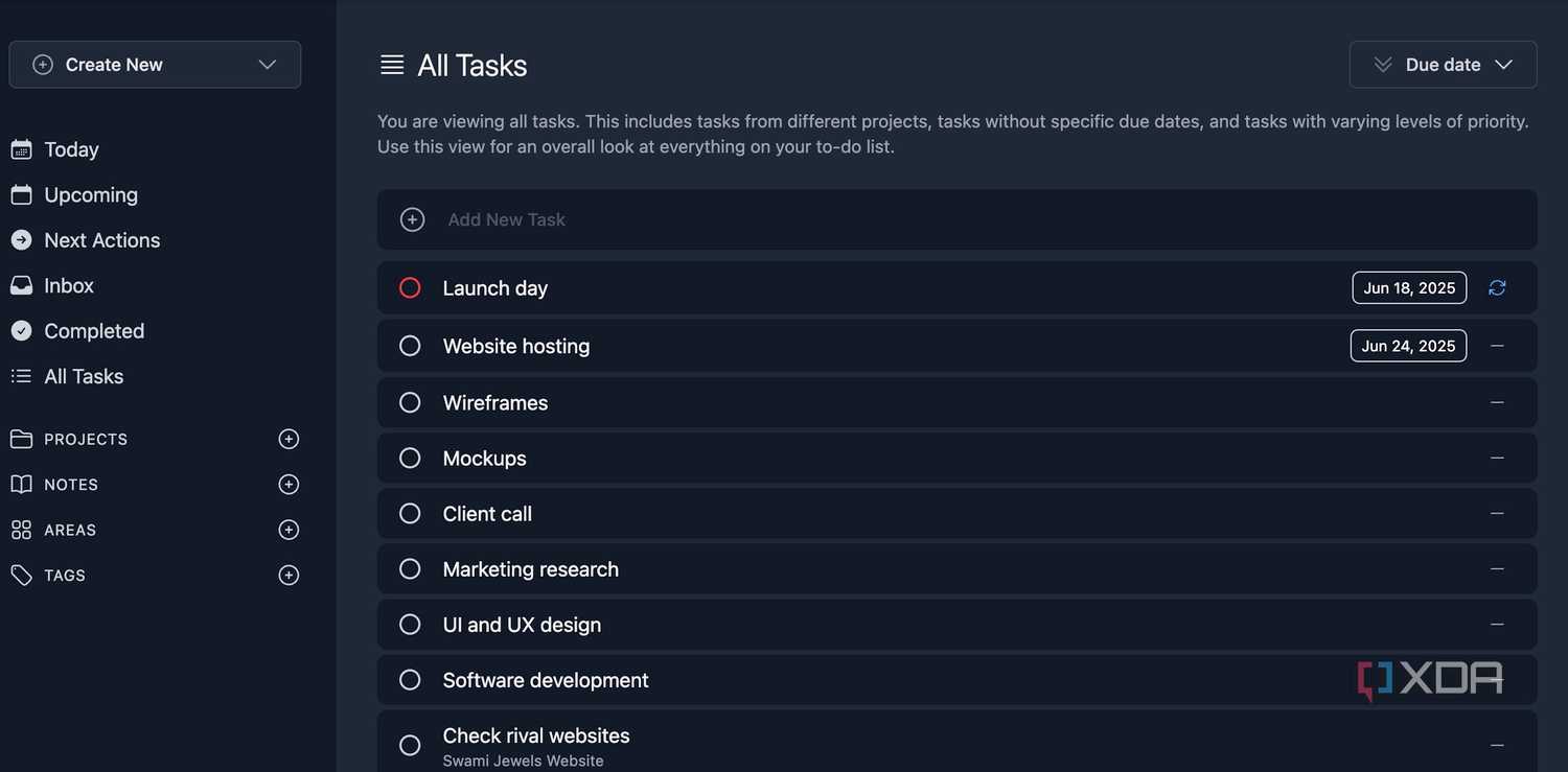 Tududi all tasks