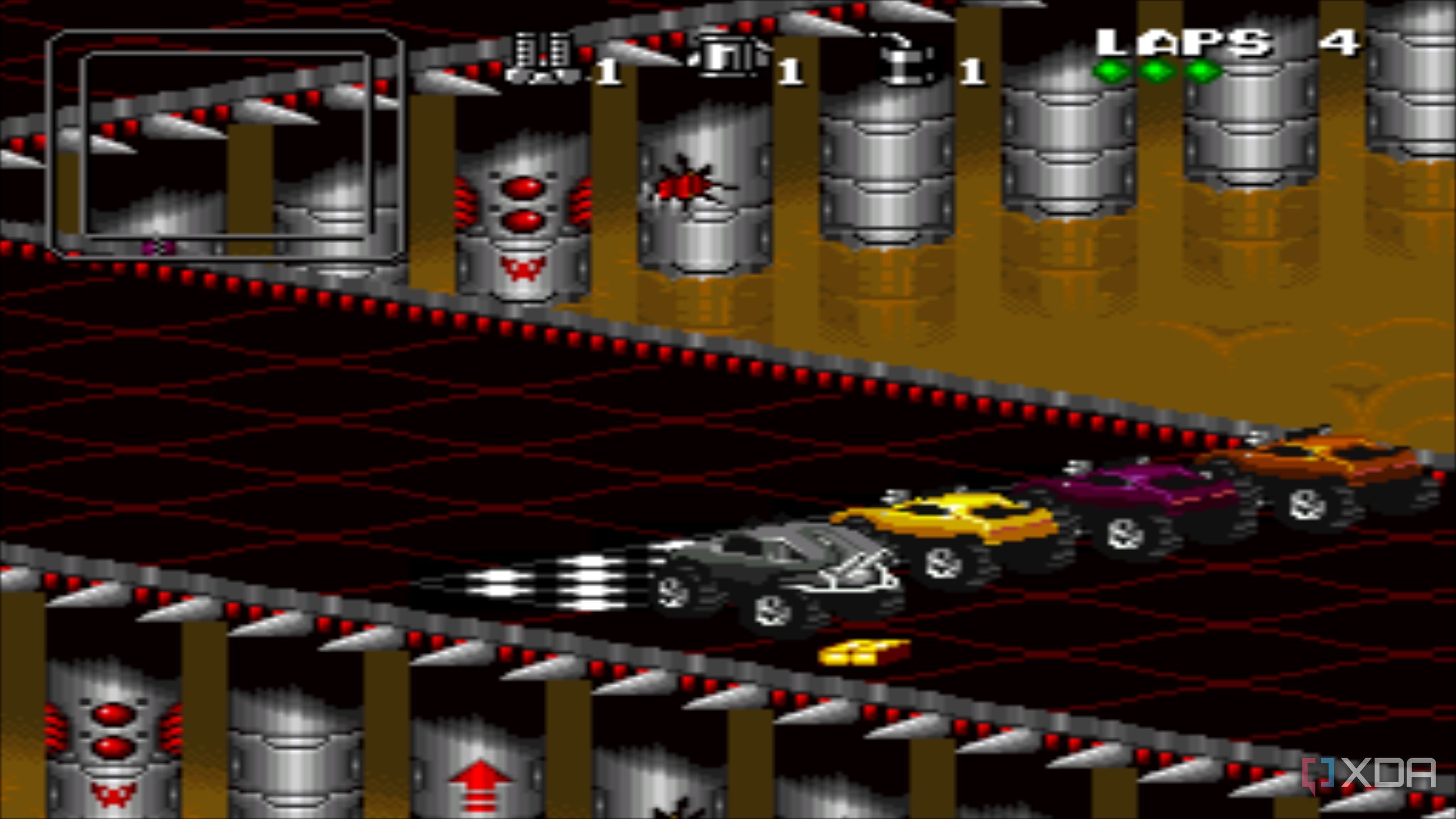 Starting line in the SNES game Rock n' Roll Racing.