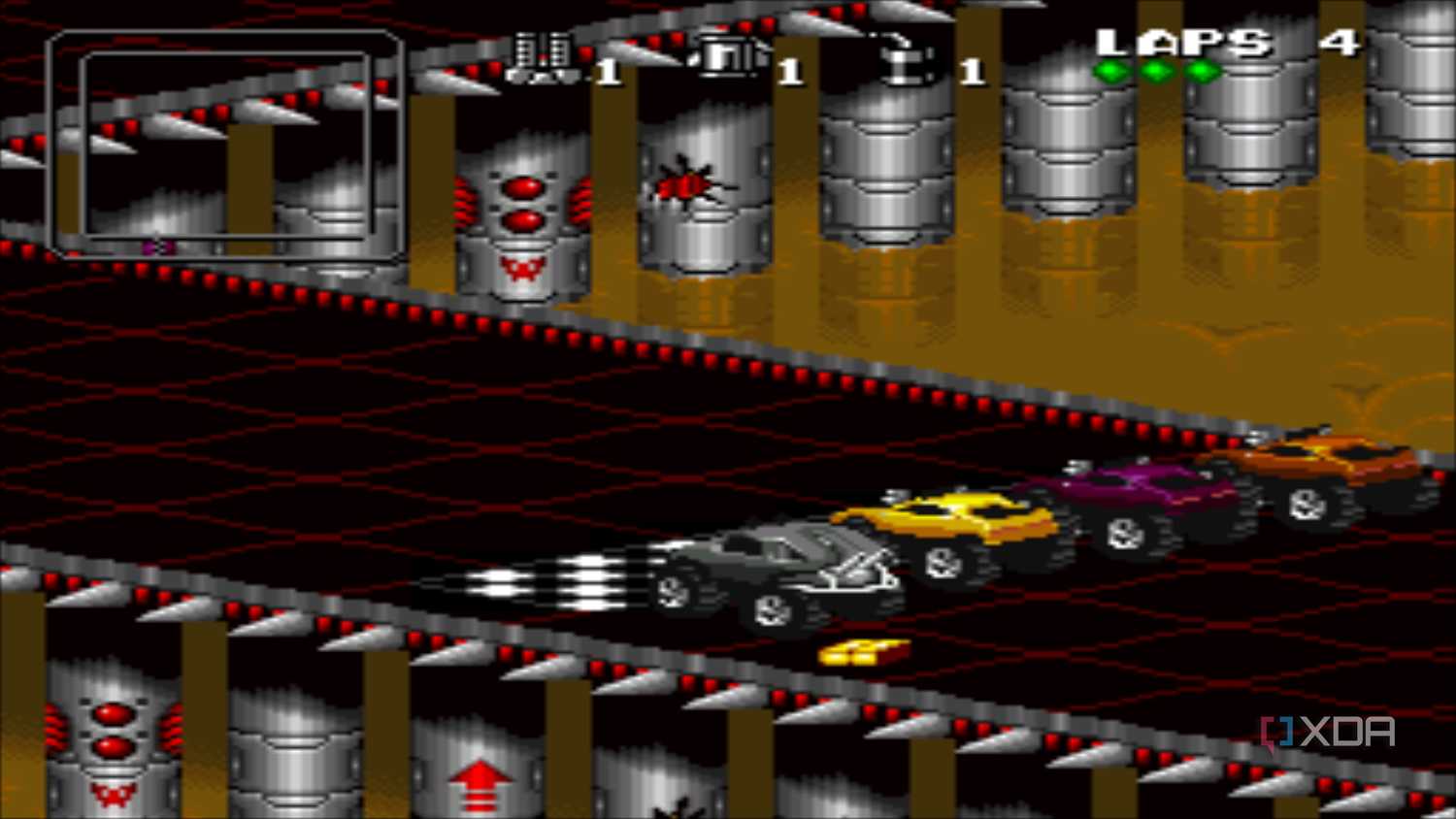 Starting line in the SNES game Rock n' Roll Racing.