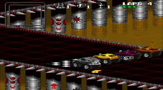 Starting line in the SNES game Rock n' Roll Racing.