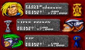 Race results in the SNES game Rock n' Roll Racing.