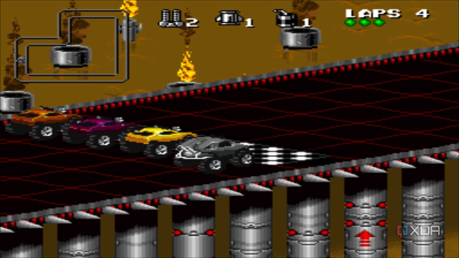 Race ready to start in the SNES game Rock n' Roll Racing.