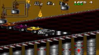 Race ready to start in the SNES game Rock n' Roll Racing.