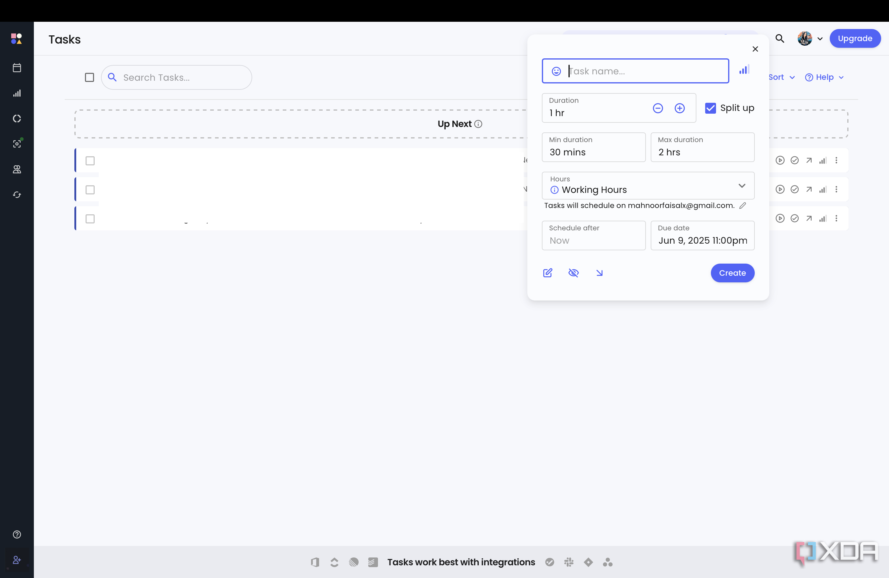 Reclaim's Task page