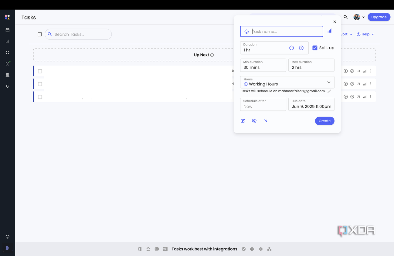Reclaim's Task page
