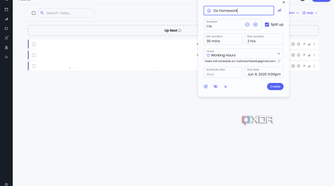Creating a Reclaim task titled "Do homework"