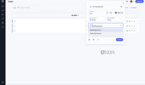 Reclaim's Task page toggle between Work and Personal hours