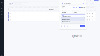 Reclaim's Task page toggle between Work and Personal hours