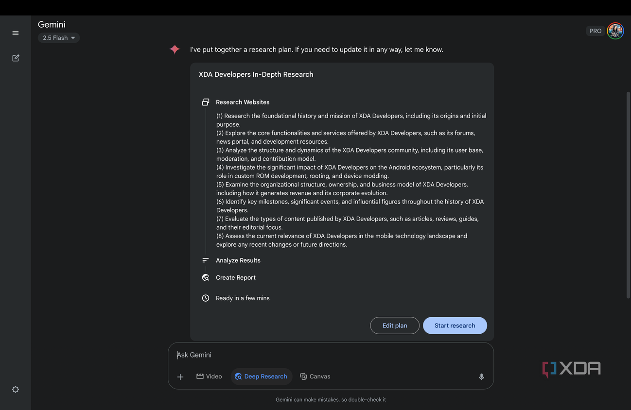 Gemini's Deep Research research plan
