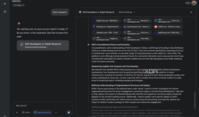 Gemini's Deep Research interface displaying how many websites it researched
