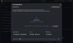 NotebookLM Add Sources page