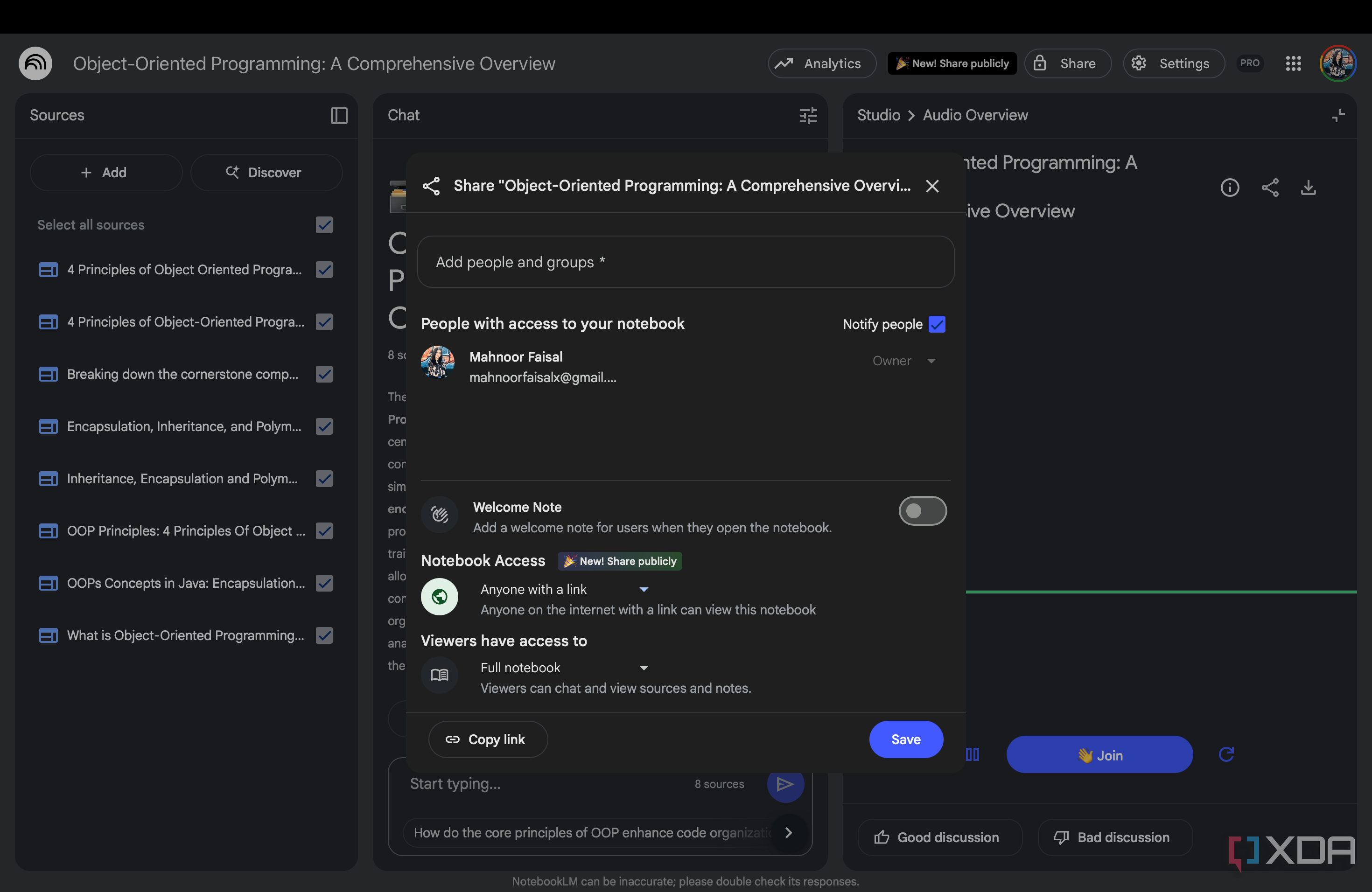 NotebookLM notebook with public access