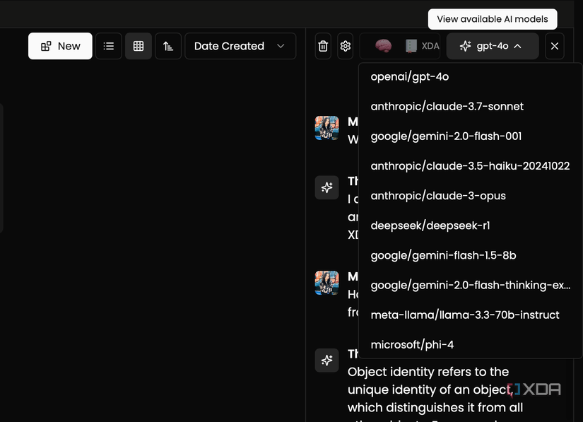 The Drive AI displaying available AI models