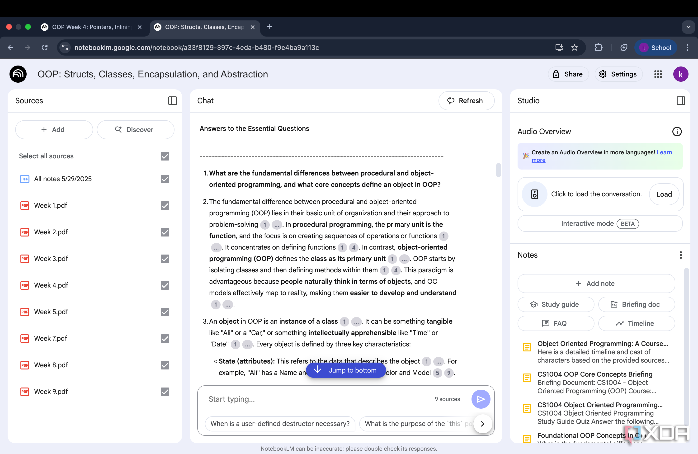 NotebookLM prompt with answers to generated questions