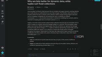 Perplexity explaination on why lists are better