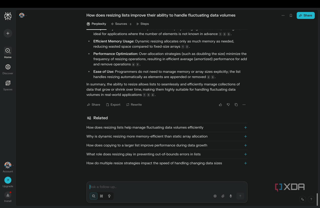 Follow up questions Perplexity suggested