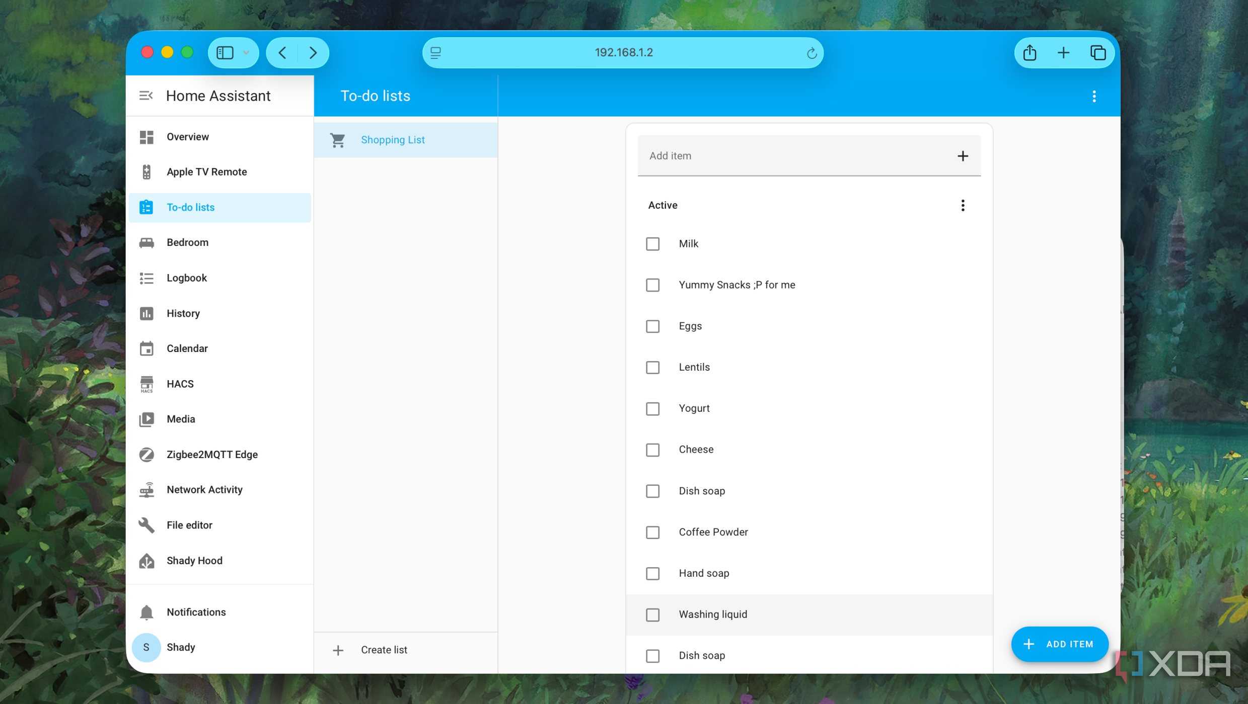 Shopping List sidebar View in Home Assistant