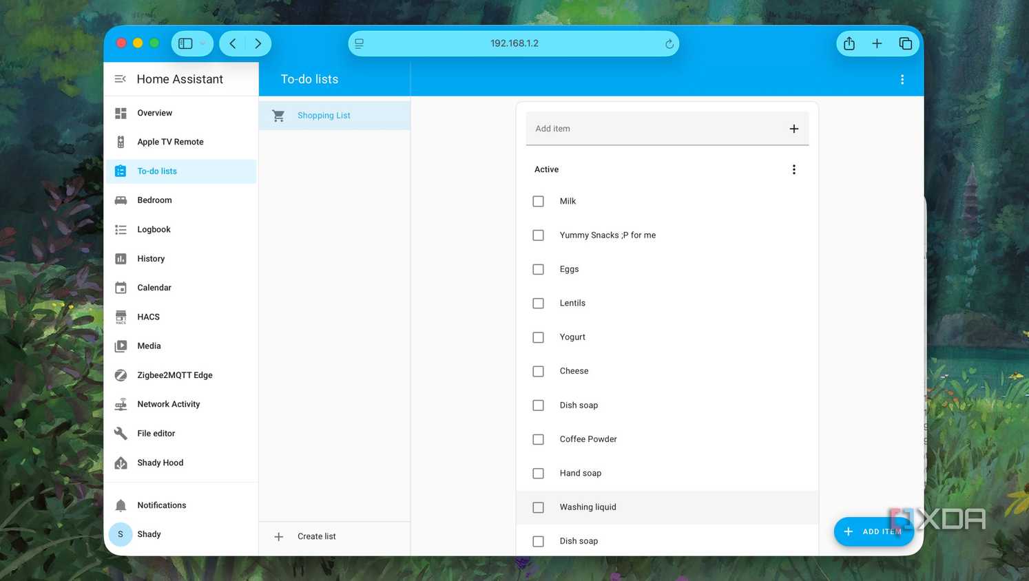 Shopping List sidebar View in Home Assistant