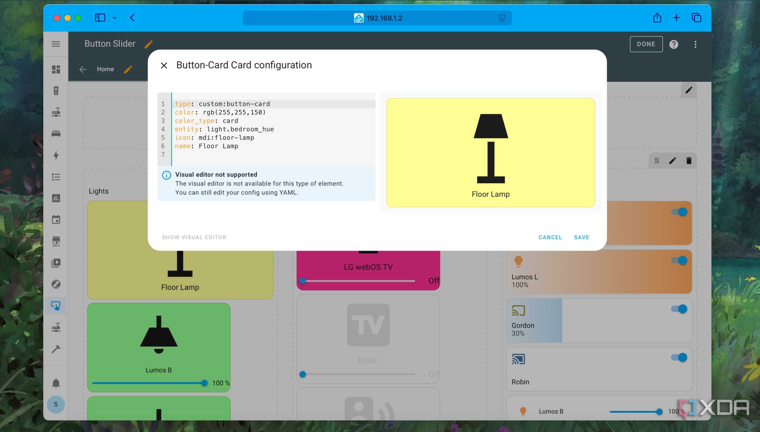 Simple code for a button card in Home Assistant