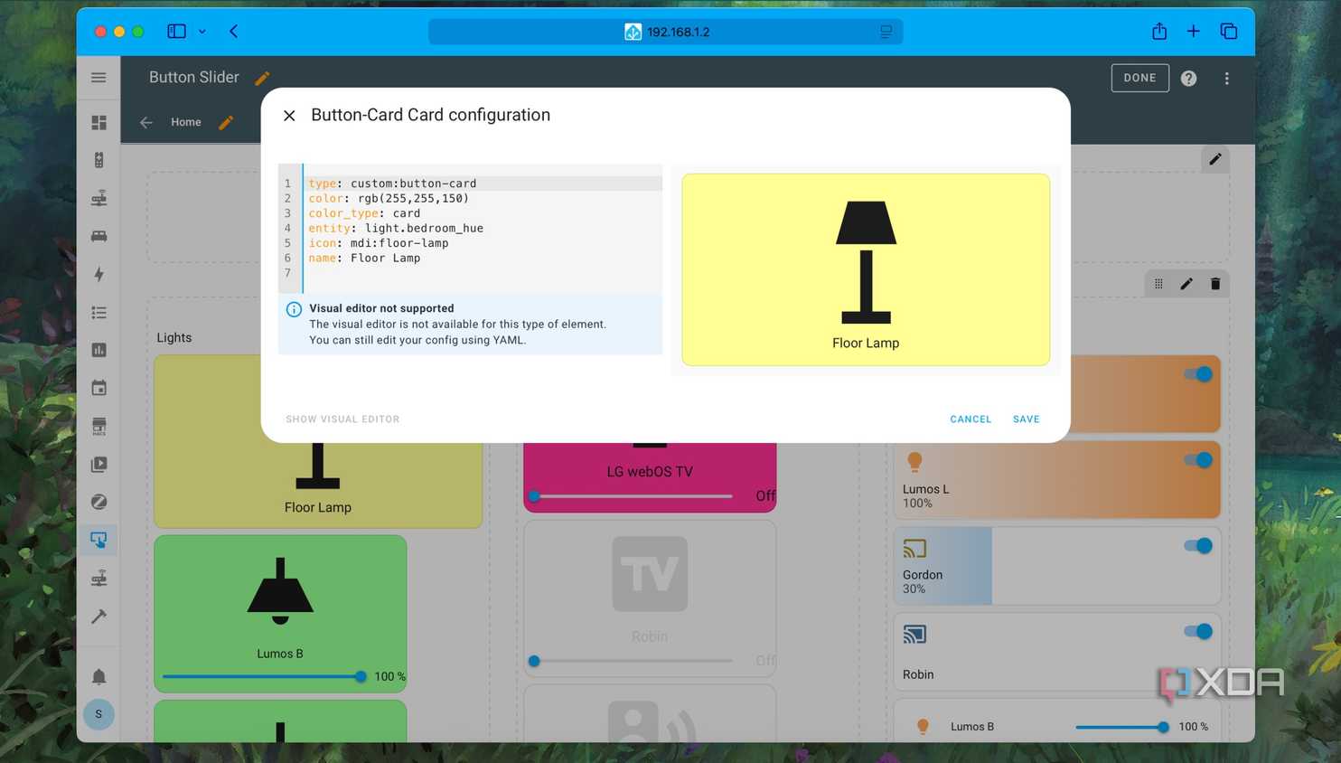 Simple code for a button card in Home Assistant