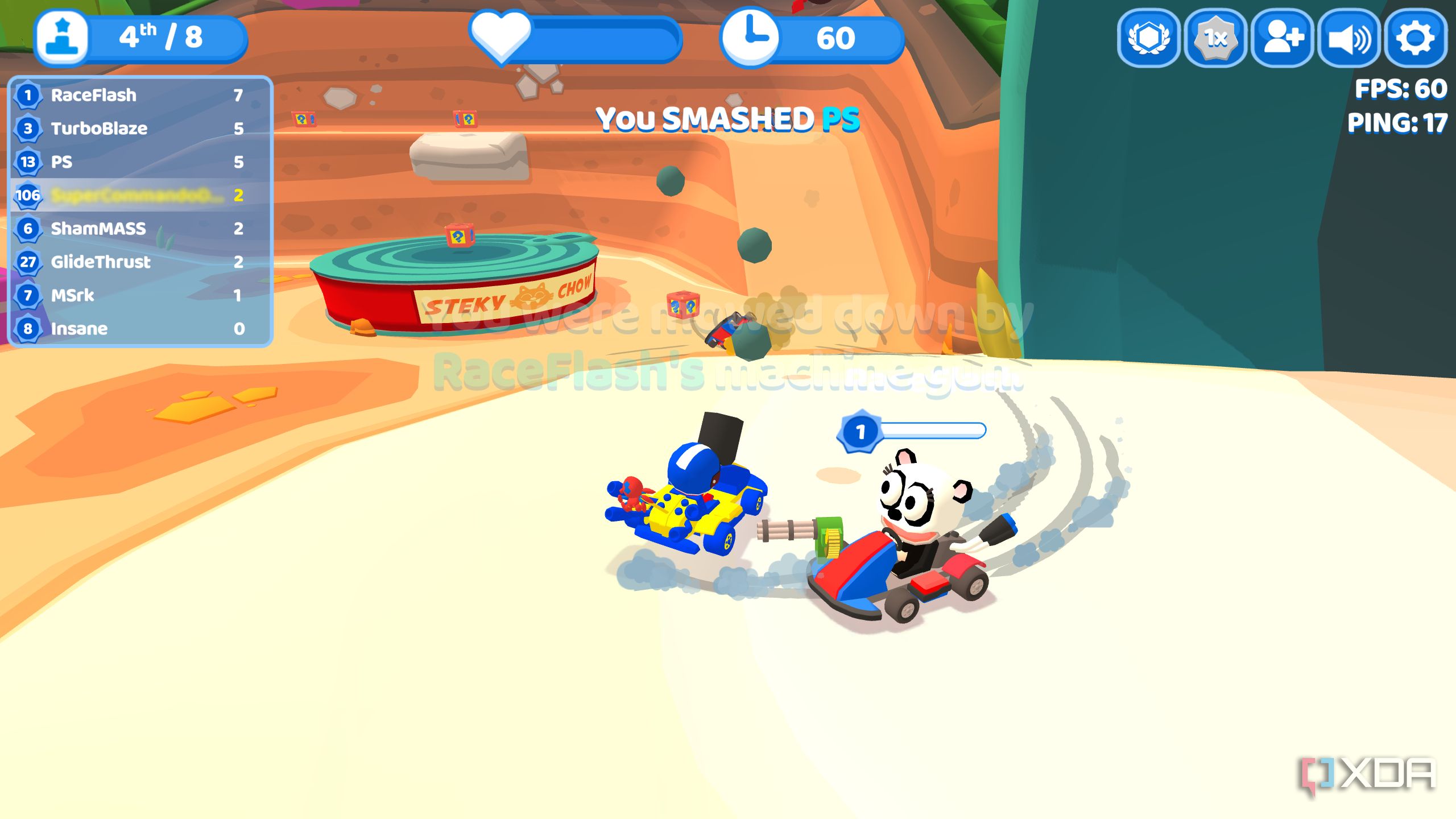 Screenshot from the game Smashkarts.io.