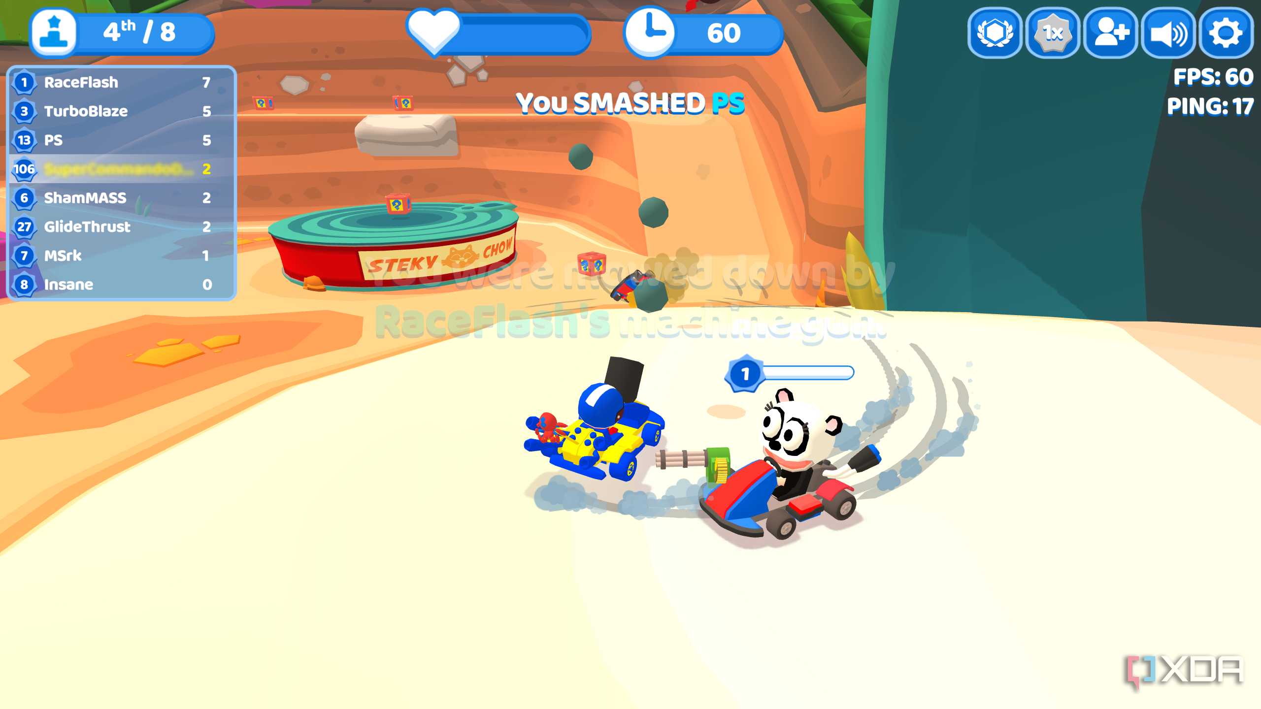 Screenshot from the game Smashkarts.io.