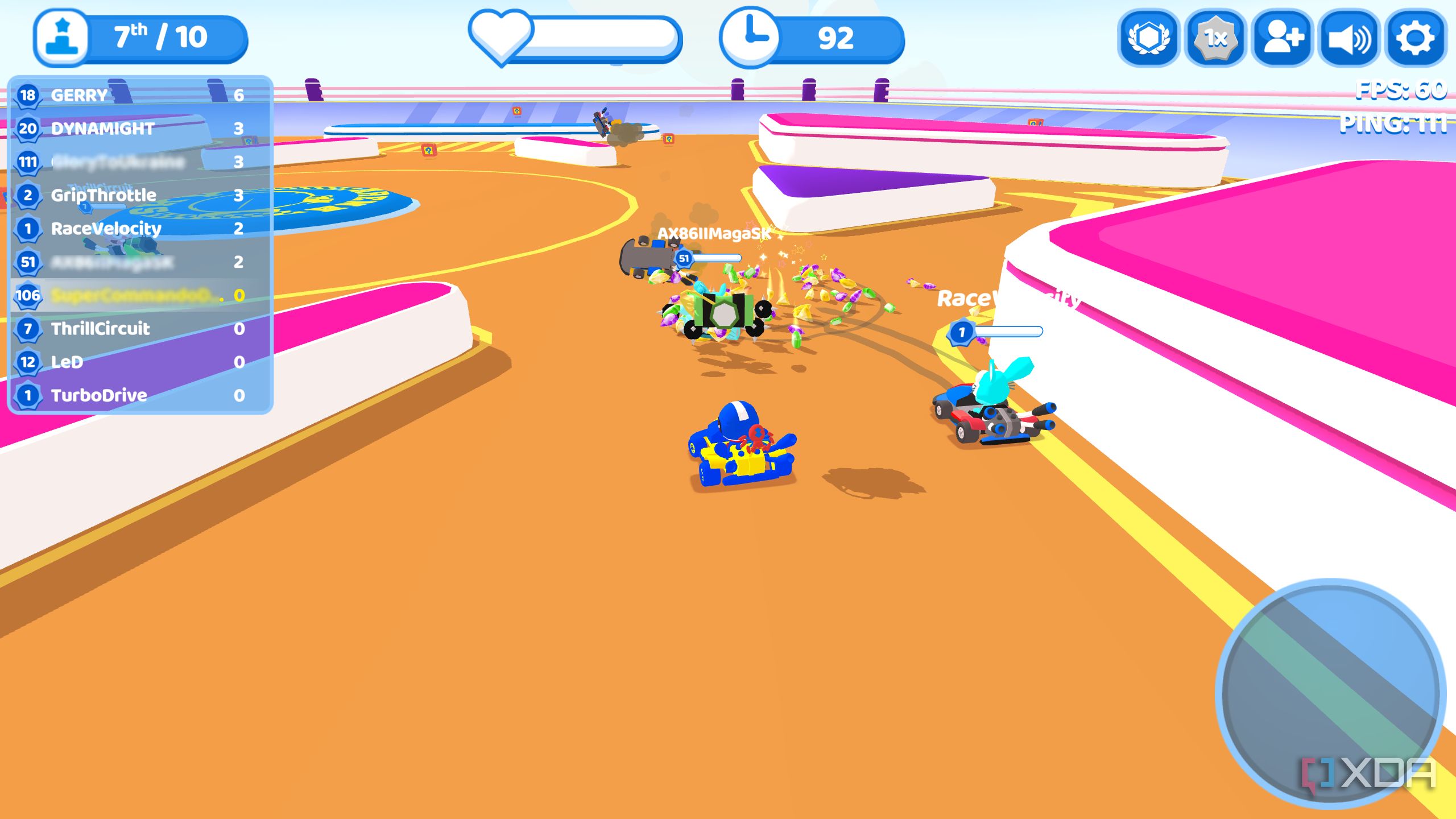 Screenshot from the game Smashkarts.io.