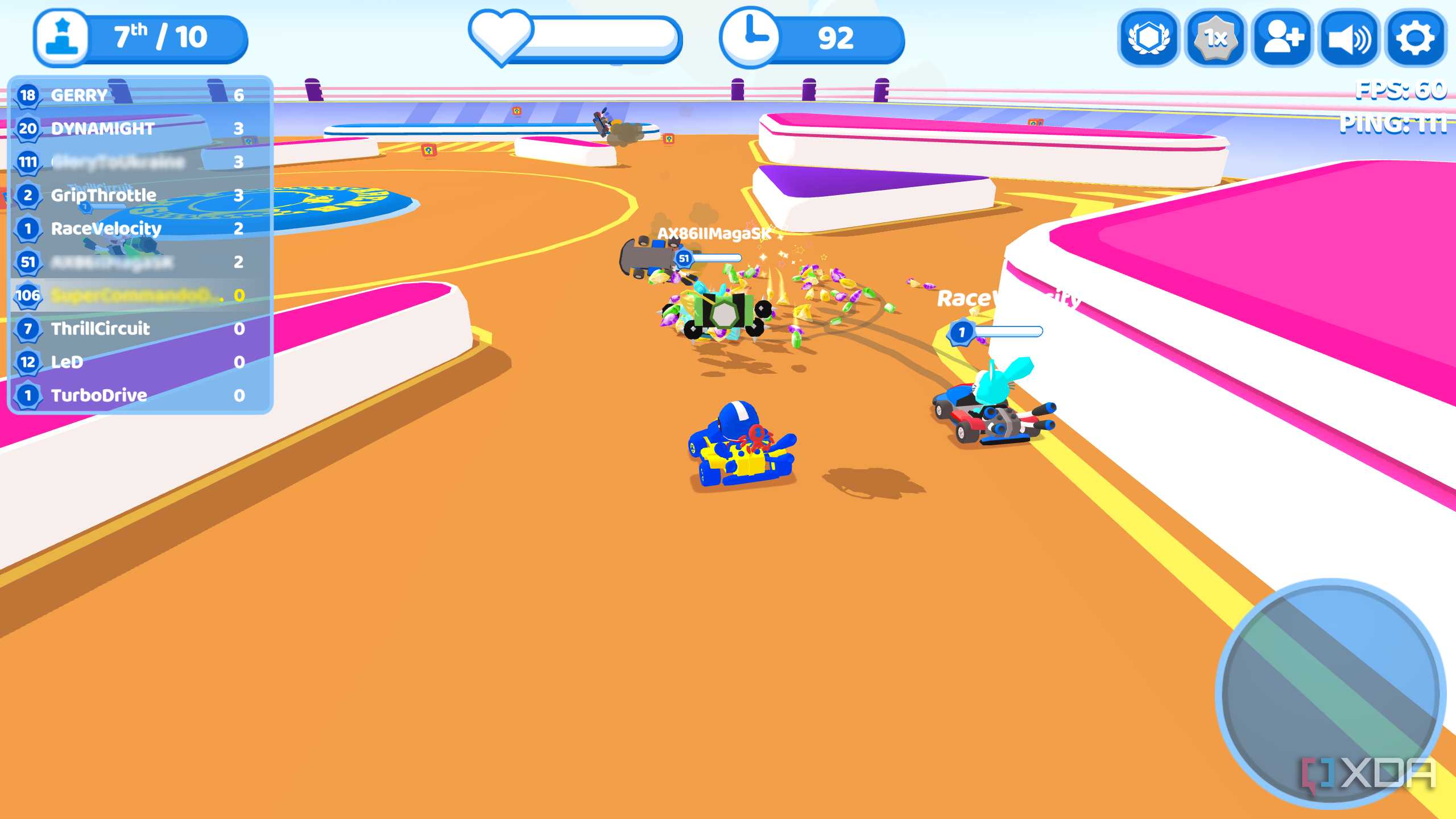 Screenshot from the game Smashkarts.io.
