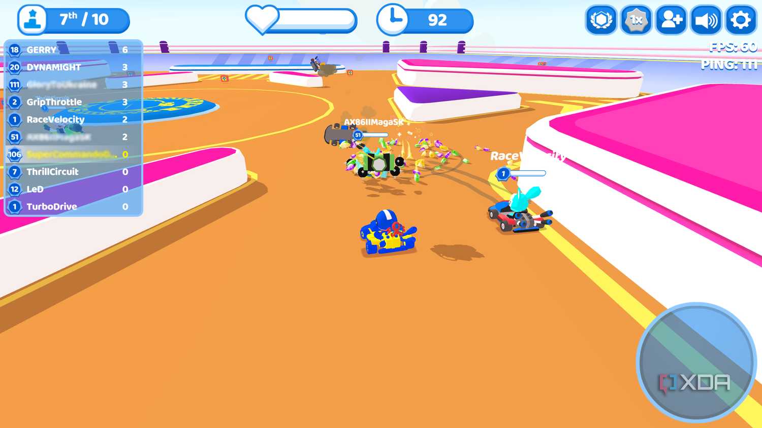 Screenshot from the game Smashkarts.io.
