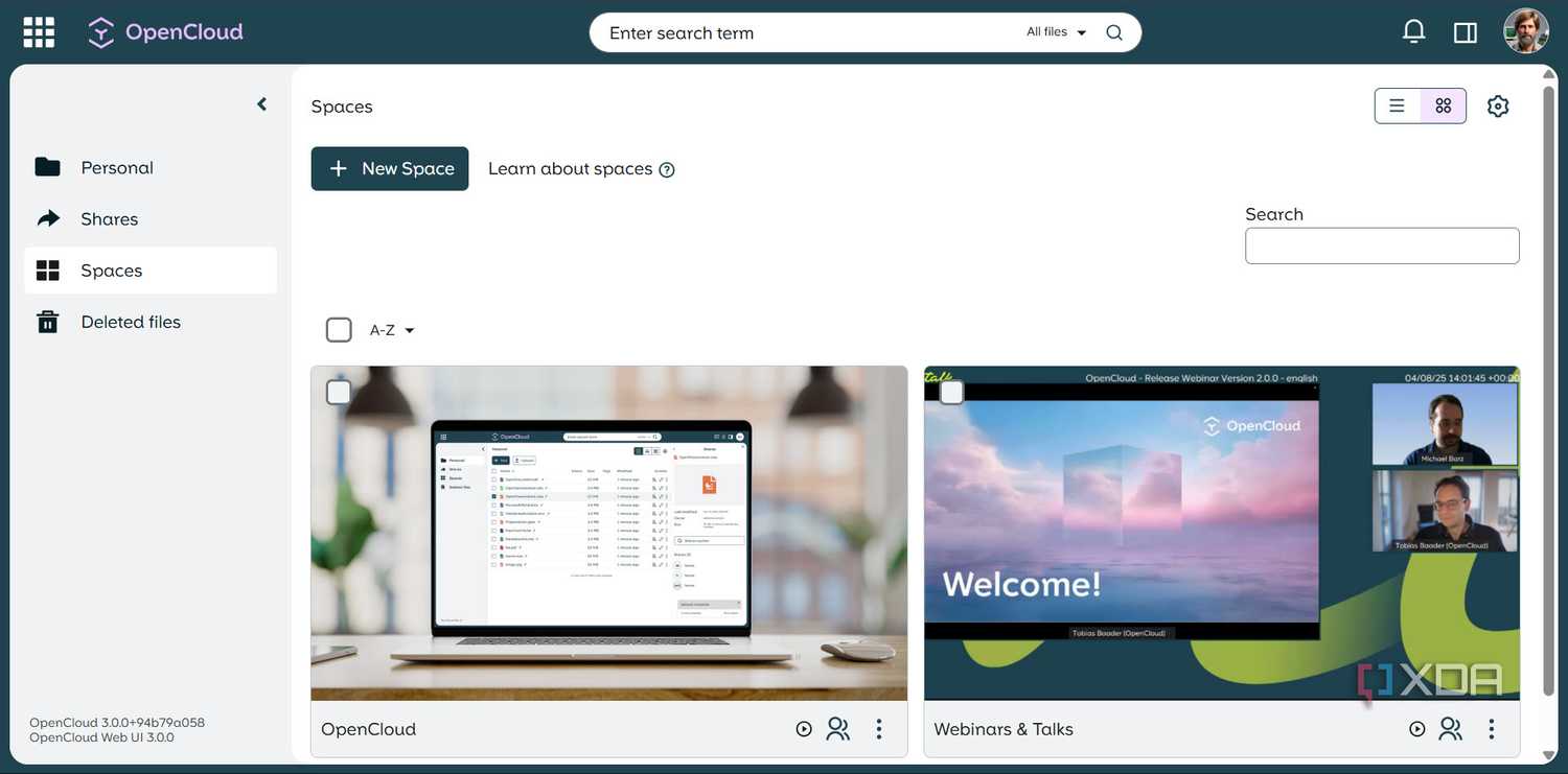 Spaces section in OpenCloud