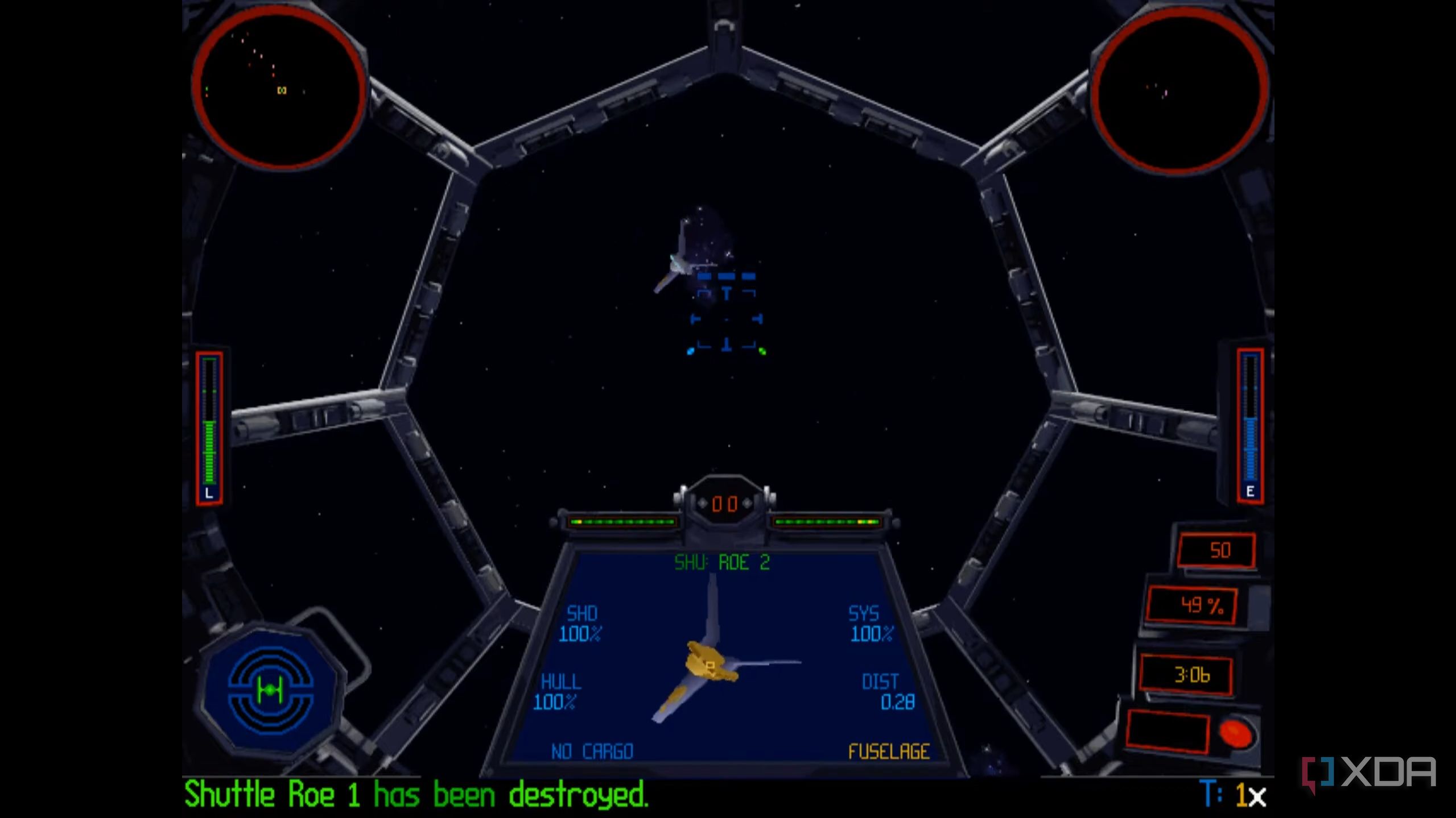 Screenshot from the GoG enhanced edition of Star Wars Tie-Fighter.