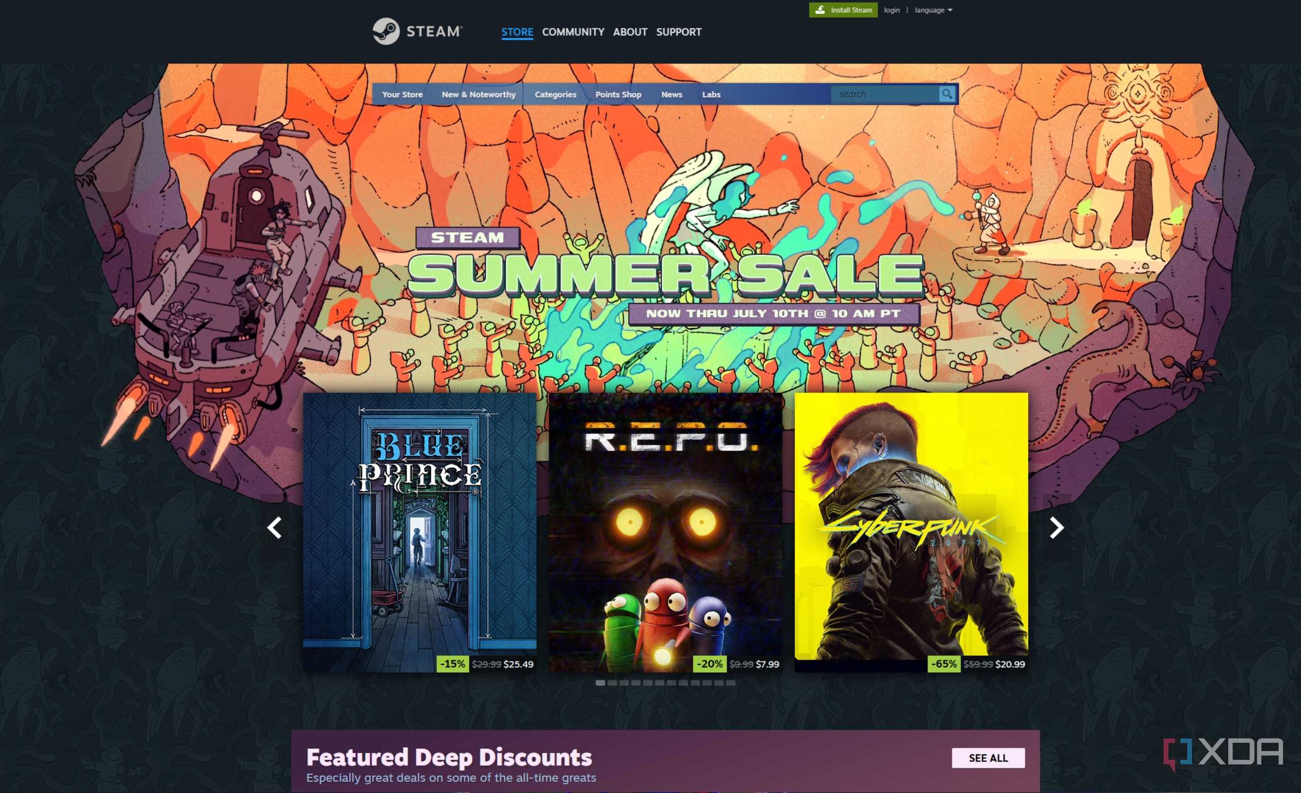 The Steam Store's homepage for the Steam Summer Sale 2025.