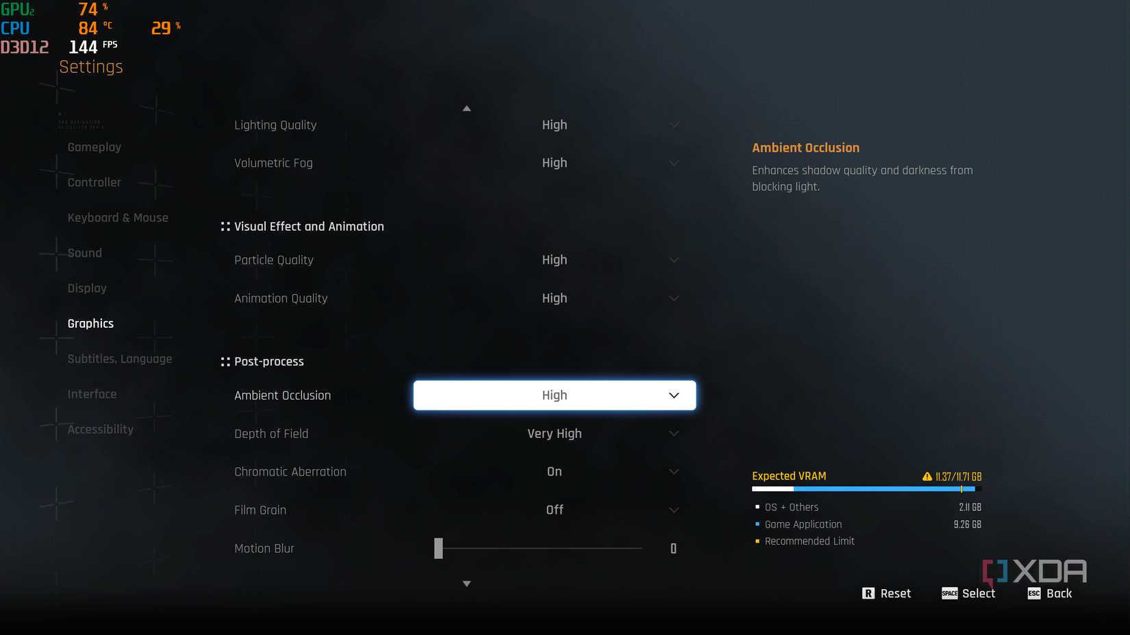 Graphics settings in Stellar Blade.