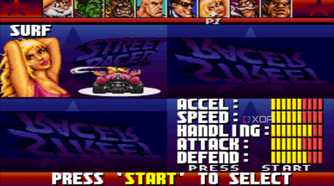 Driver select in the SNES game Street Racer.