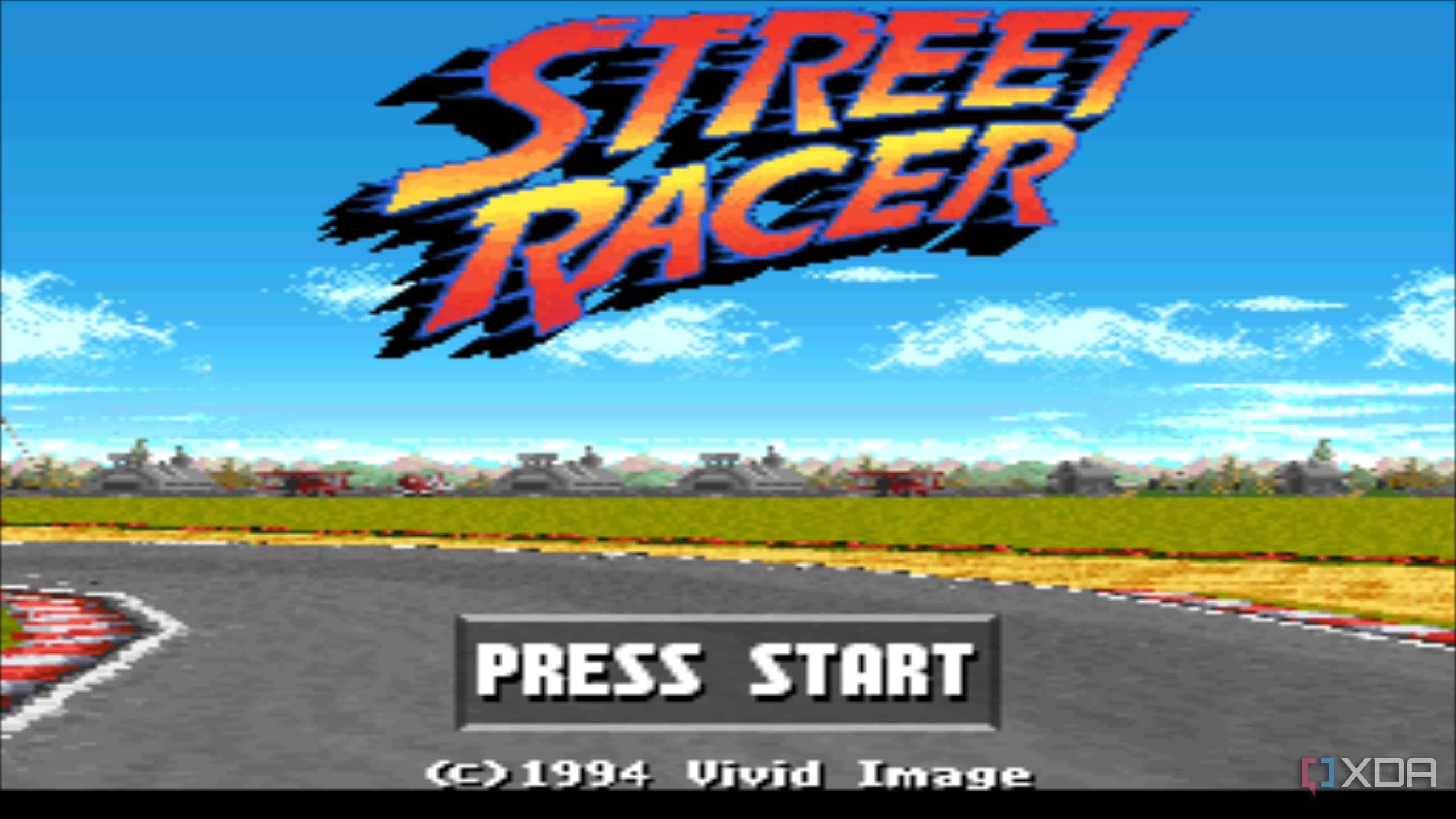Splash screen from the SNES game Street Racer.