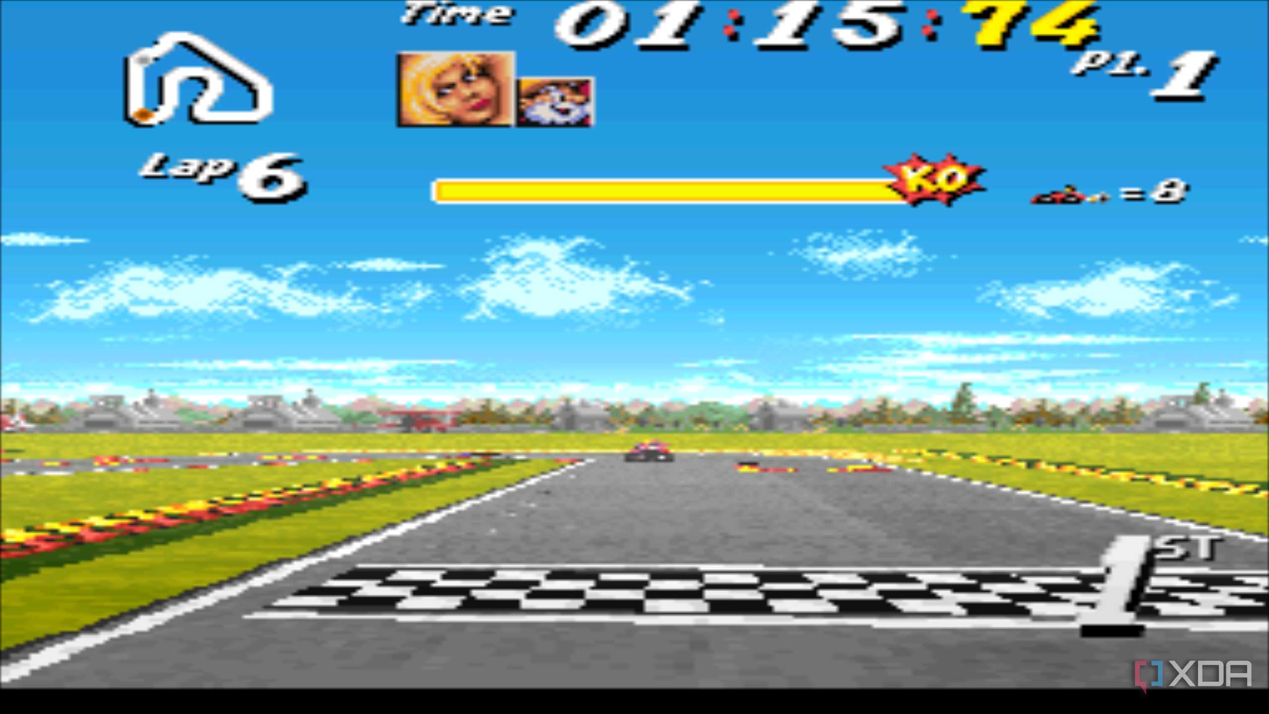 Screenshot from the SNES game Street Racer.